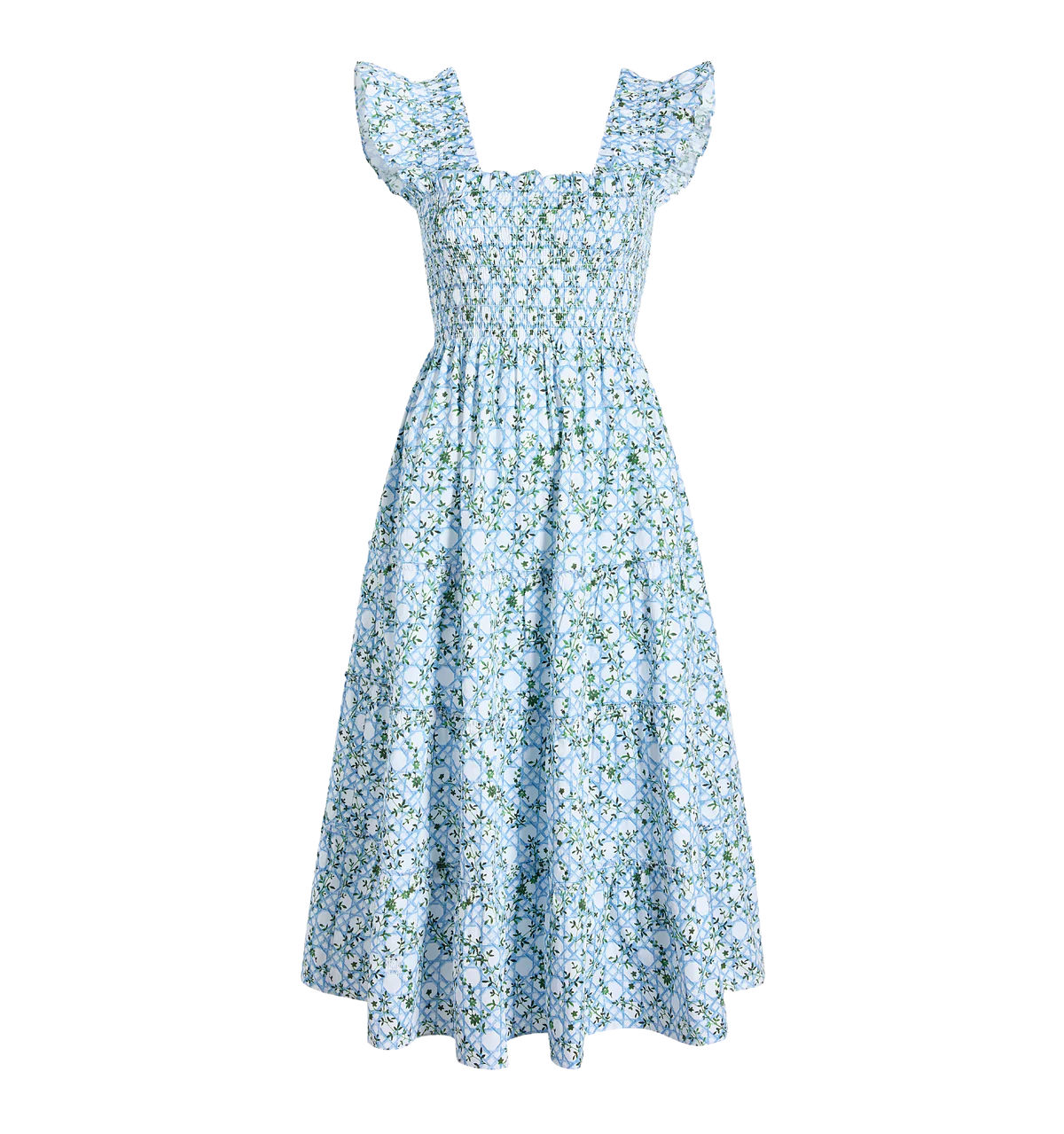 The Ellie Nap Dress in Blue Basketweave Vine